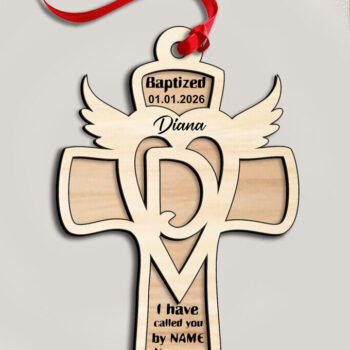 Intra απο ξύλο plywood 3mm-4mm πάχος – SVG Cross Gift Letter D Στολίδι με λέιζερ Δίασταση  20x20 cm INTRAFABR-116588670 - Image 2