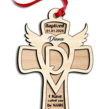 Intra απο ξύλο plywood 3mm-4mm πάχος – SVG Cross Gift Letter D Στολίδι με λέιζερ Δίασταση  20x20 cm INTRAFABR-116588670 - Image 3