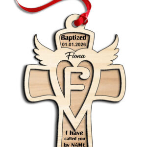 Intra απο ξύλο plywood 3mm-4mm πάχος – Στολίδι δώρου με λέιζερ Cross Letter F Δίασταση  20x20 cm INTRAFABR-116588757