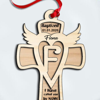 Intra απο ξύλο plywood 3mm-4mm πάχος – Στολίδι δώρου με λέιζερ Cross Letter F Δίασταση  20x20 cm INTRAFABR-116588757 - Image 3