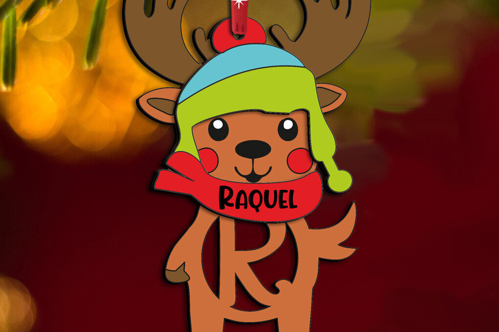 Intra απο ξύλο plywood 3mm-4mm πάχος – Χριστουγεννιάτικο στολίδι Deer Letter R Δίασταση  20x20 cm INTRAFABR-111512570