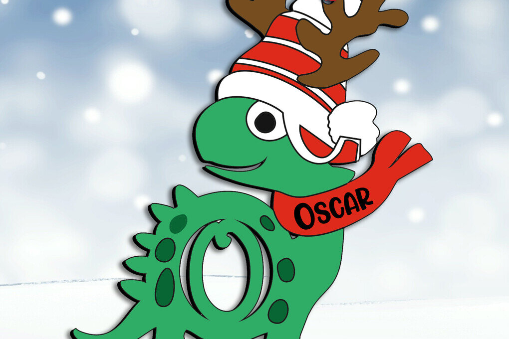 Intra απο ξύλο plywood 3mm-4mm πάχος – SVG Dino Letter O Χριστουγεννιάτικο Στολίδι Δίασταση  20x20 cm INTRAFABR-111682752