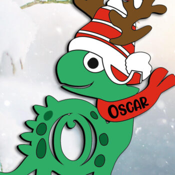 Intra απο ξύλο plywood 3mm-4mm πάχος – SVG Dino Letter O Χριστουγεννιάτικο Στολίδι Δίασταση  20x20 cm INTRAFABR-111682752 - Image 3