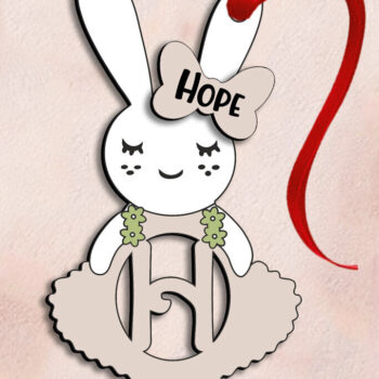 Intra απο ξύλο plywood 3mm-4mm πάχος – SVG Easter Bunny Dress Letter H Laser Δίασταση  20x20 cm INTRAFABR-114366857 - Image 1