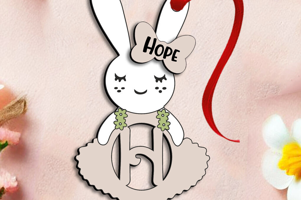 Intra απο ξύλο plywood 3mm-4mm πάχος – SVG Easter Bunny Dress Letter H Laser Δίασταση  20x20 cm INTRAFABR-114366857