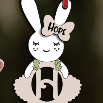 Intra απο ξύλο plywood 3mm-4mm πάχος – SVG Easter Bunny Dress Letter H Laser Δίασταση  20x20 cm INTRAFABR-114366857 - Image 3