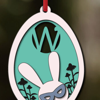 Intra απο ξύλο plywood 3mm-4mm πάχος – SVG Πασχαλινό λέιζερ δώρο Γράμμα W Bunny Egg Δίασταση  20x20 cm INTRAFABR-118821075 - Image 1