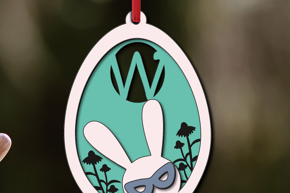 Intra απο ξύλο plywood 3mm-4mm πάχος – SVG Πασχαλινό λέιζερ δώρο Γράμμα W Bunny Egg Δίασταση  20x20 cm INTRAFABR-118821075