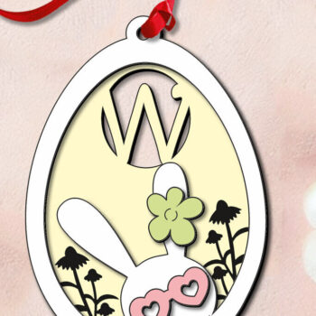 Intra απο ξύλο plywood 3mm-4mm πάχος – SVG Πασχαλινό λέιζερ δώρο Γράμμα W Bunny Egg Δίασταση  20x20 cm INTRAFABR-118821075 - Image 2