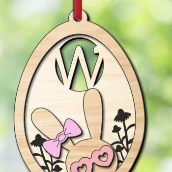 Intra απο ξύλο plywood 3mm-4mm πάχος – SVG Πασχαλινό λέιζερ δώρο Γράμμα W Bunny Egg Δίασταση  20x20 cm INTRAFABR-118821075 - Image 3