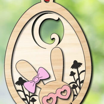 Intra απο ξύλο plywood 3mm-4mm πάχος – SVG Πασχαλινό γράμμα Γ Κουνελάκι Καλάθι Αυγών Ετικέτα Δίασταση  20x20 cm INTRAFABR-118689300 - Image 1