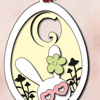 Intra απο ξύλο plywood 3mm-4mm πάχος – SVG Πασχαλινό γράμμα Γ Κουνελάκι Καλάθι Αυγών Ετικέτα Δίασταση  20x20 cm INTRAFABR-118689300 - Image 3