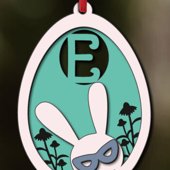 Intra απο ξύλο plywood 3mm-4mm πάχος – SVG Πασχαλινό γράμμα E Ετικέτα καλαθιού με αυγά λαγουδάκι Δίασταση  20x20 cm INTRAFABR-118689369 - Image 2