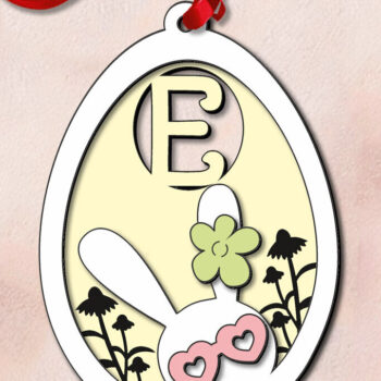 Intra απο ξύλο plywood 3mm-4mm πάχος – SVG Πασχαλινό γράμμα E Ετικέτα καλαθιού με αυγά λαγουδάκι Δίασταση  20x20 cm INTRAFABR-118689369 - Image 3