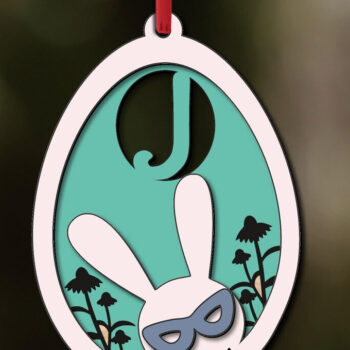 Intra απο ξύλο plywood 3mm-4mm πάχος – SVG Πασχαλινό γράμμα J Bunny Egg Basket Tag Δίασταση  20x20 cm INTRAFABR-118766098 - Image 2