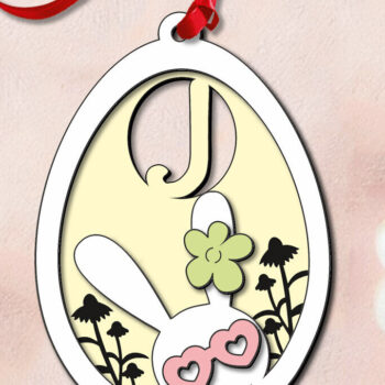 Intra απο ξύλο plywood 3mm-4mm πάχος – SVG Πασχαλινό γράμμα J Bunny Egg Basket Tag Δίασταση  20x20 cm INTRAFABR-118766098 - Image 3