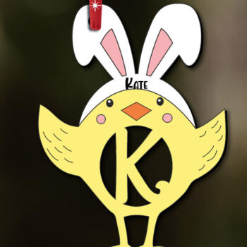 Intra απο ξύλο plywood 3mm-4mm πάχος – SVG Πασχαλινό γράμμα K Καλάθι με κοτόπουλο Δίασταση  20x20 cm INTRAFABR-112718987 - Image 2