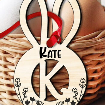 Intra απο ξύλο plywood 3mm-4mm πάχος – SVG Πασχαλινό γράμμα K Laser Bunny Basket Δίασταση  20x20 cm INTRAFABR-118428882 - Image 1