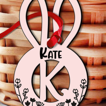 Intra απο ξύλο plywood 3mm-4mm πάχος – SVG Πασχαλινό γράμμα K Laser Bunny Basket Δίασταση  20x20 cm INTRAFABR-118428882 - Image 2