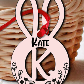 Intra απο ξύλο plywood 3mm-4mm πάχος – SVG Πασχαλινό γράμμα K Laser Bunny Basket Δίασταση  20x20 cm INTRAFABR-118428882 - Image 3