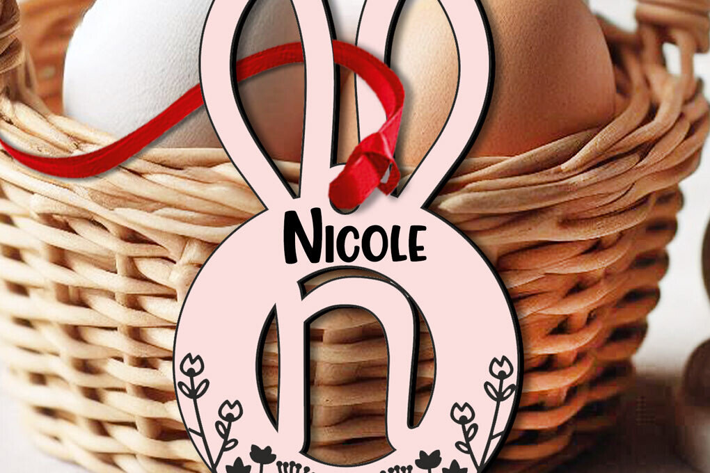 Intra απο ξύλο plywood 3mm-4mm πάχος – SVG Πασχαλινό γράμμα N Laser Bunny Basket Δίασταση  20x20 cm INTRAFABR-118430204