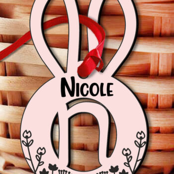 Intra απο ξύλο plywood 3mm-4mm πάχος – SVG Πασχαλινό γράμμα N Laser Bunny Basket Δίασταση  20x20 cm INTRAFABR-118430204 - Image 2