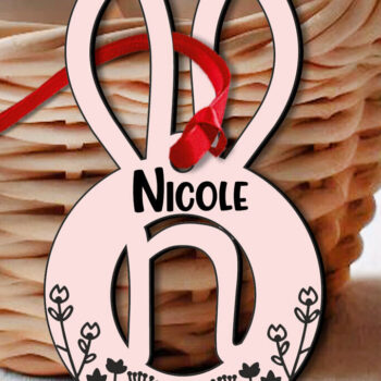 Intra απο ξύλο plywood 3mm-4mm πάχος – SVG Πασχαλινό γράμμα N Laser Bunny Basket Δίασταση  20x20 cm INTRAFABR-118430204 - Image 3
