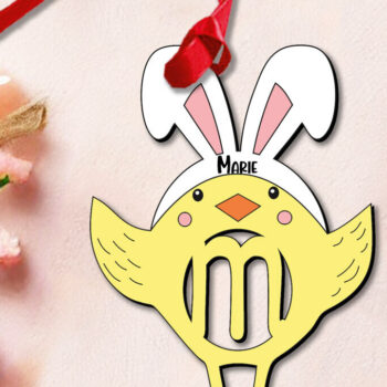 Intra απο ξύλο plywood 3mm-4mm πάχος – SVG Πασχαλινό Στολίδι Γράμμα M Κοτόπουλο Δίασταση  20x20 cm INTRAFABR-112719150 - Image 1