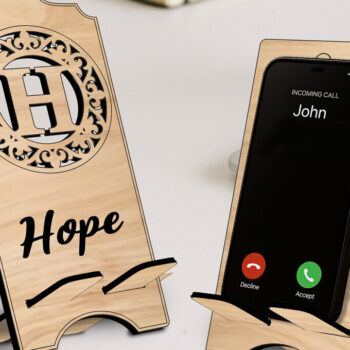 Intra απο ξύλο plywood 3mm-4mm πάχος – Υποδοχή τηλεφώνου Fleur-de-lis Letter H Δίασταση  20x20 cm INTRAFABR-122978330 - Image 1