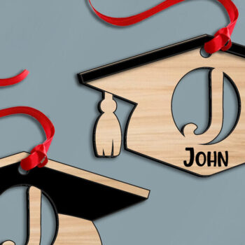 Intra απο ξύλο plywood 3mm-4mm πάχος – SVG Graduation Laser Letter J Στολίδι Δίασταση  20x20 cm INTRAFABR-115914714 - Image 2