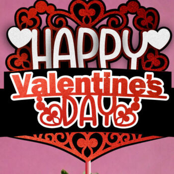 Intra απο ξύλο plywood 3mm-4mm πάχος – SVG Happy Valentine's Day Cake Topper Δίασταση  20x20 cm INTRAFABR-114525872 - Image 1