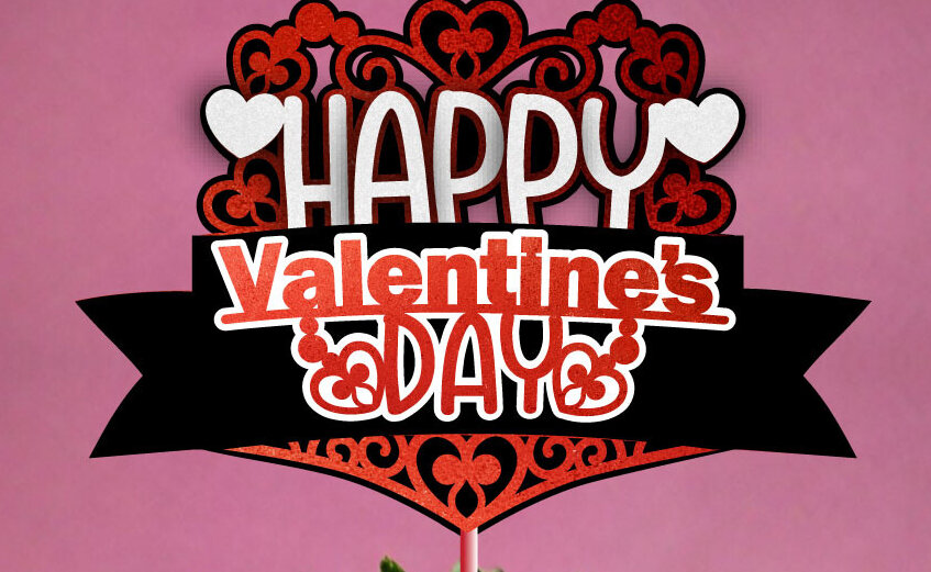 Intra απο ξύλο plywood 3mm-4mm πάχος – SVG Happy Valentine's Day Cake Topper Δίασταση  20x20 cm INTRAFABR-114525872