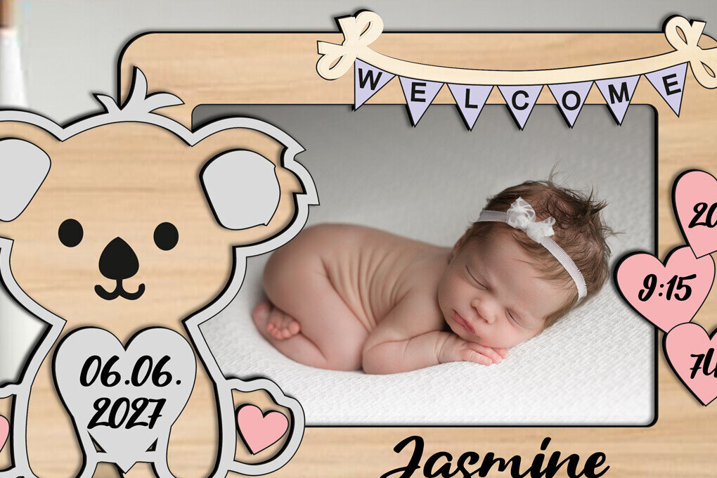 Intra απο ξύλο plywood 3mm-4mm πάχος – Πίνακας δώρου με κορνίζα φωτογραφιών Koala Δίασταση  45x45 cm INTRAFABR-123671270