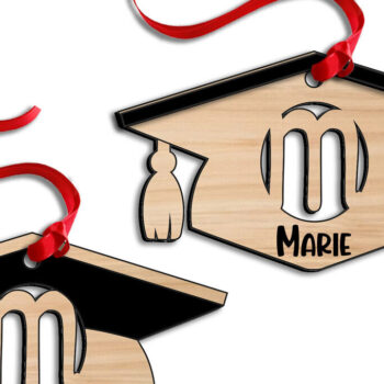 Intra απο ξύλο plywood 3mm-4mm πάχος – SVG Graduation Letter M Δώρο Δίασταση  20x20 cm INTRAFABR-115914872 - Image 1