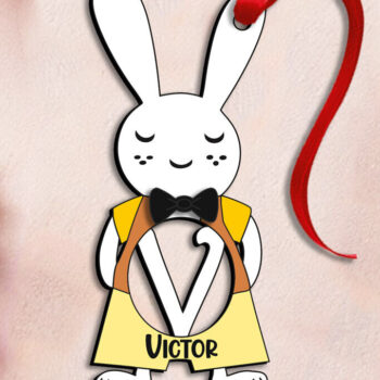 Intra απο ξύλο plywood 3mm-4mm πάχος – SVG Letter V Δώρο Πασχαλινό λαγουδάκι Δίασταση  20x20 cm INTRAFABR-114811687 - Image 1