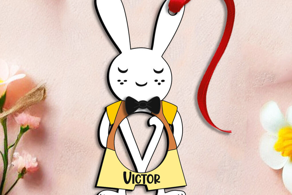 Intra απο ξύλο plywood 3mm-4mm πάχος – SVG Letter V Δώρο Πασχαλινό λαγουδάκι Δίασταση  20x20 cm INTRAFABR-114811687