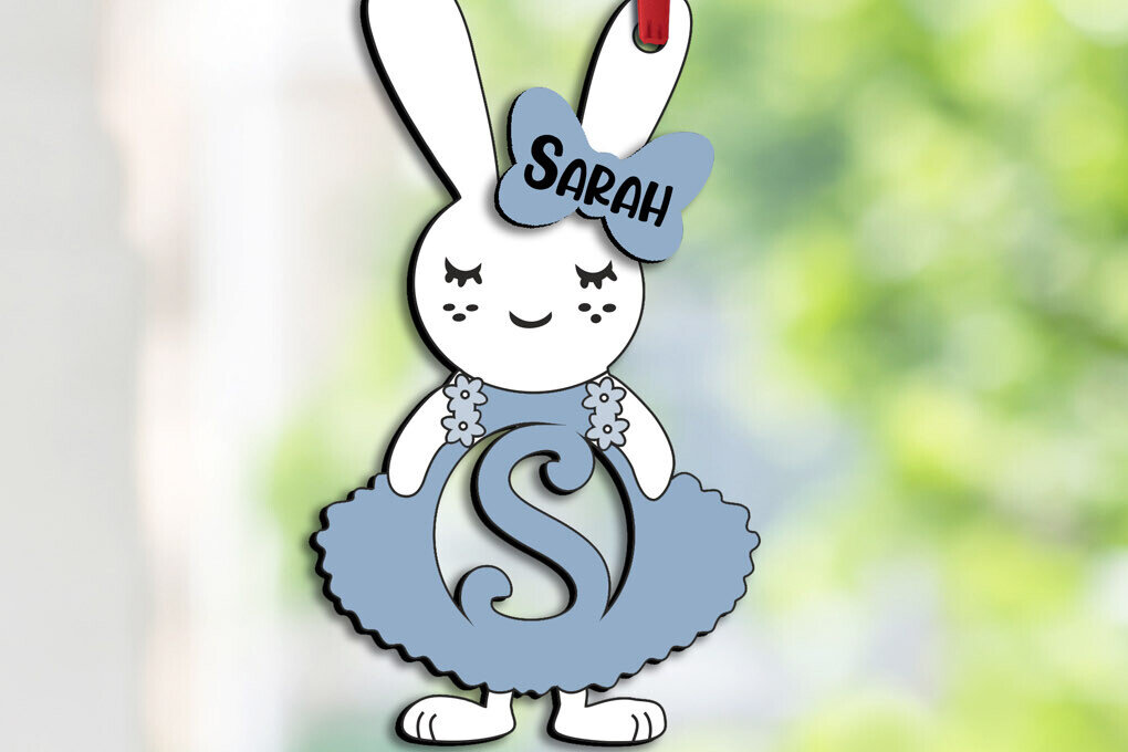 Intra απο ξύλο plywood 3mm-4mm πάχος – SVG Laser Πασχαλινό γράμμα S Bunny Φόρεμα Δίασταση  20x20 cm INTRAFABR-114576059