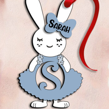 Intra απο ξύλο plywood 3mm-4mm πάχος – SVG Laser Πασχαλινό γράμμα S Bunny Φόρεμα Δίασταση  20x20 cm INTRAFABR-114576059 - Image 2