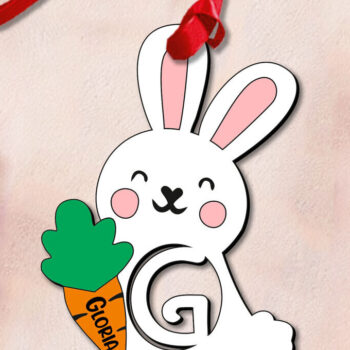 Intra απο ξύλο plywood 3mm-4mm πάχος – SVG Γράμμα G Πασχαλινό στολίδι Δώρο λαγουδάκι Δίασταση  20x20 cm INTRAFABR-113071499 - Image 1