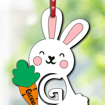 Intra απο ξύλο plywood 3mm-4mm πάχος – SVG Γράμμα G Πασχαλινό στολίδι Δώρο λαγουδάκι Δίασταση  20x20 cm INTRAFABR-113071499 - Image 2