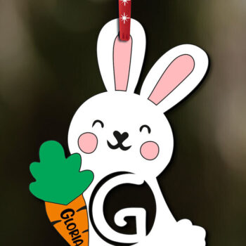 Intra απο ξύλο plywood 3mm-4mm πάχος – SVG Γράμμα G Πασχαλινό στολίδι Δώρο λαγουδάκι Δίασταση  20x20 cm INTRAFABR-113071499 - Image 3