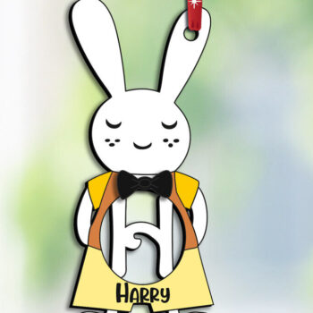 Intra απο ξύλο plywood 3mm-4mm πάχος – SVG Γράμμα H Πασχαλινό καλάθι με αρσενικό λαγουδάκι Δίασταση  20x20 cm INTRAFABR-114699759 - Image 2