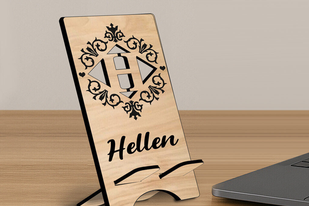 Intra απο ξύλο plywood 3mm-4mm πάχος – SVG Letter H Μονόγραμμα θήκης τηλεφώνου Alpha Δίασταση  20x20 cm INTRAFABR-122834052