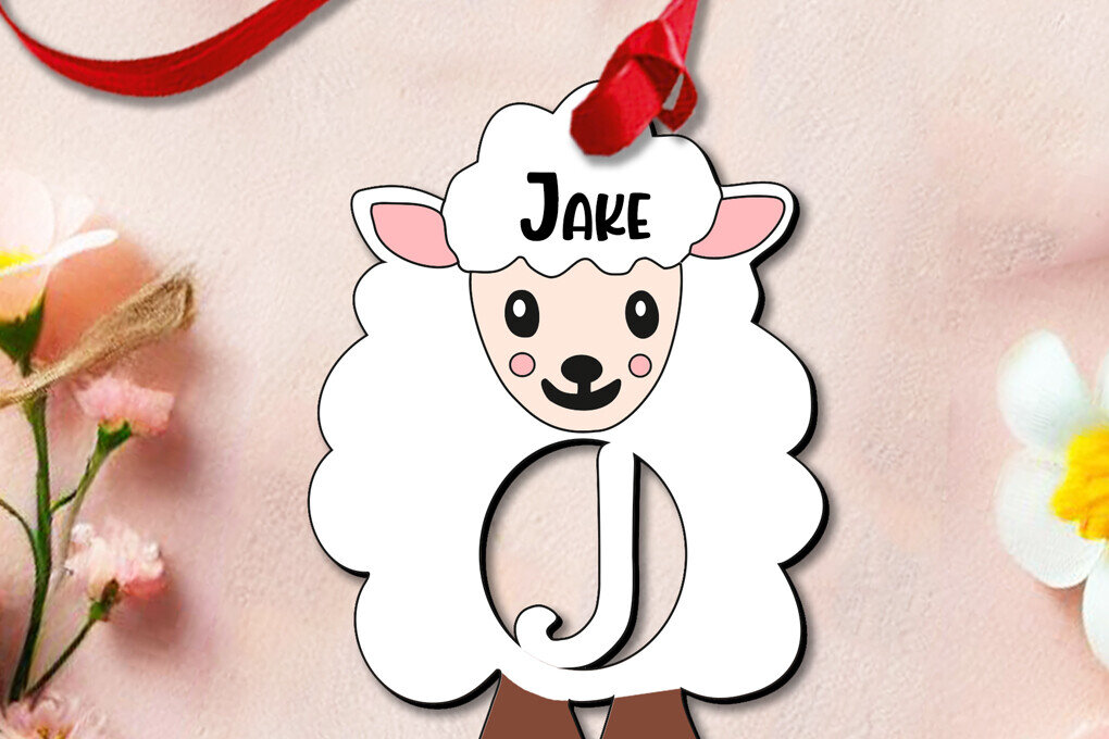 Intra απο ξύλο plywood 3mm-4mm πάχος – SVG Γράμμα J Αρνί Πρόβατο Πασχαλινό στολίδι Δίασταση  20x20 cm INTRAFABR-112773974