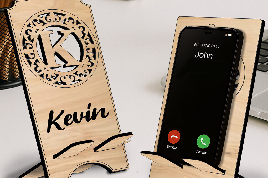 Intra απο ξύλο plywood 3mm-4mm πάχος – SVG Letter K Θήκη τηλεφώνου Fleur-de-lis Δίασταση  20x20 cm INTRAFABR-122978480