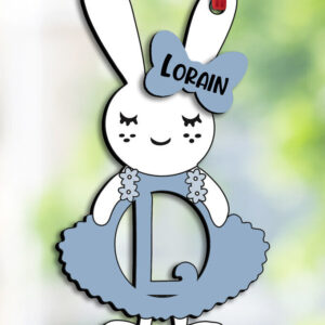 Intra απο ξύλο plywood 3mm-4mm πάχος – SVG Letter L Πασχαλινό φόρεμα λαγουδάκι Laser Δίασταση  20x20 cm INTRAFABR-114411506