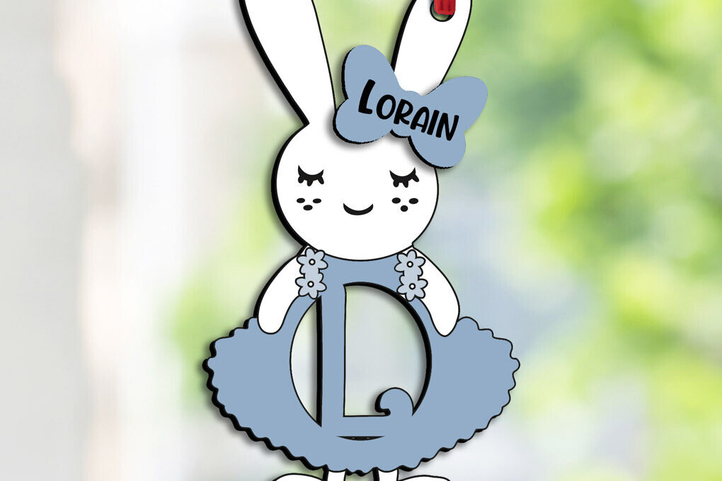 Intra απο ξύλο plywood 3mm-4mm πάχος – SVG Letter L Πασχαλινό φόρεμα λαγουδάκι Laser Δίασταση  20x20 cm INTRAFABR-114411506