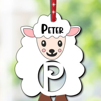 Intra απο ξύλο plywood 3mm-4mm πάχος – SVG Γράμμα P Αρνί Πρόβατο Δώρο Πάσχα Δίασταση  20x20 cm INTRAFABR-112776321 - Image 1