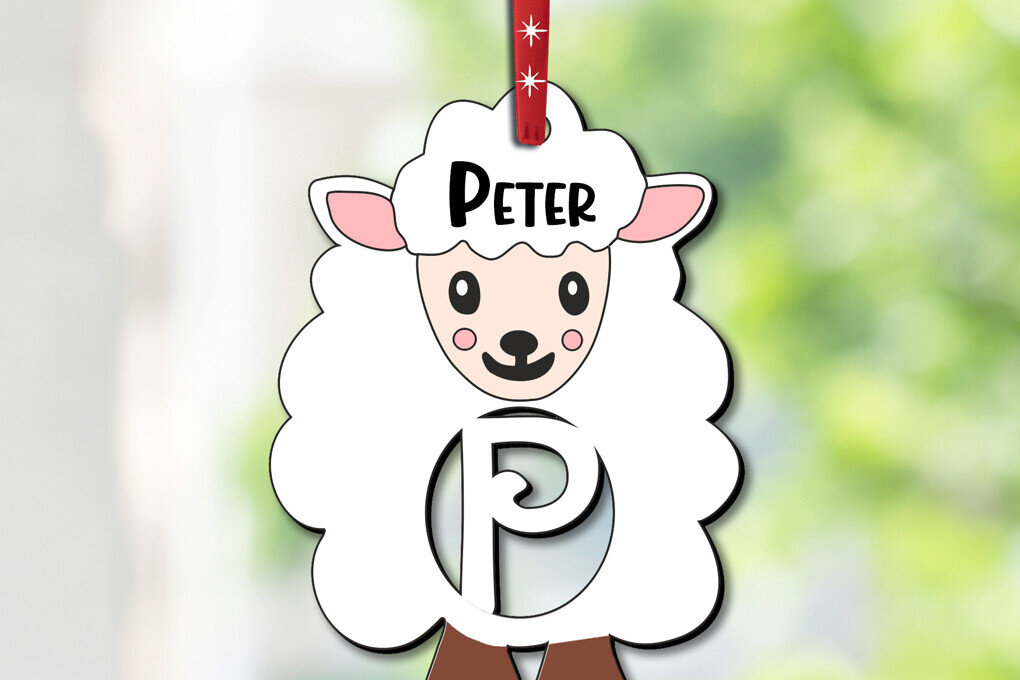 Intra απο ξύλο plywood 3mm-4mm πάχος – SVG Γράμμα P Αρνί Πρόβατο Δώρο Πάσχα Δίασταση  20x20 cm INTRAFABR-112776321