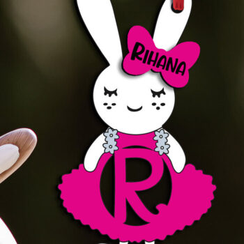 Intra απο ξύλο plywood 3mm-4mm πάχος – SVG Letter R Πασχαλινό φόρεμα λαγουδάκι Laser Δίασταση  20x20 cm INTRAFABR-114576008 - Image 1